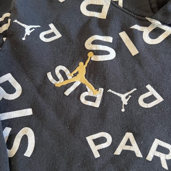 Kids Jordan Paris Saint Germain All Over Print‎ Black Hoodie Sweatshirt Size L - Picture 2 of 5